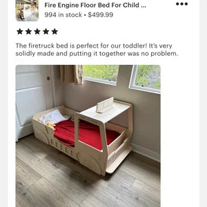 Cama con forma de camión de bomberos 5 Alarm – Estructura de cama infantil de madera | Bush Acres