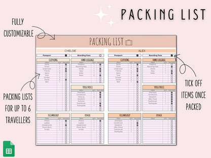 Travel Planner Digital Travel Planner for Travel Itinerary Digital Holiday Planner Holiday Travel Organizer Travel Budget Google Sheets