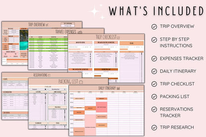 Travel Planner Digital Travel Planner for Travel Itinerary Digital Holiday Planner Holiday Travel Organizer Travel Budget Google Sheets