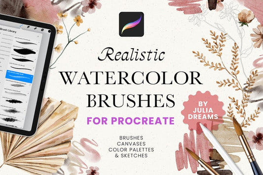 Realistic Watercolor Procreate Brushes - Painting Kit for Procreate - iPad Brushes - Watercolor Brushes - Watercolor Canvas Digital Download