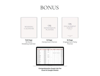 600 Page Canva Wedding Planner Template Bundle, Wedding Checklist, Engagement Party Binder,  Wedding Itinerary, Wedding Day Binder