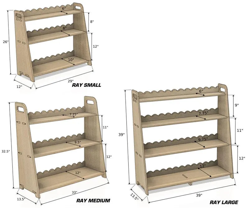 RAY Scalloped Toy Shelf – Kids Wooden Toy Shelf | Bush Acres
