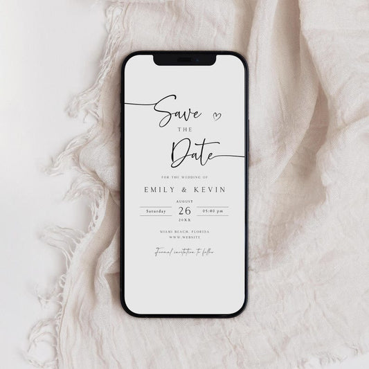 Electronic Save the Date, Minimalist Save The Date E-vite, Electronic Wedding Invitation, Save the Date for Phone, SD-59