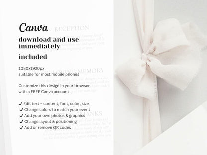Modèle Canva d'invitation électronique pour la réception de mariage, faire-part numérique moderne, invitation numérique pour la cérémonie de mariage et la réception, annonce de mariage