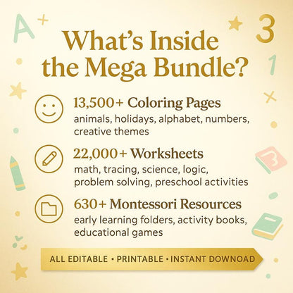 36,000+ Kids Learning Worksheets Plr Mrr Homeschool Mega Bundle