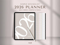 Simple Digital Planner | 2026 Planner | Minimalist Planner | Daily Planner, Weekly Planner, Monthly Planner, iPad Planner, GoodNotes Planner