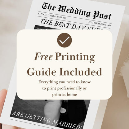 Folded Printable Wedding Newspaper Program Canva Template, Newlywed Times Newspaper Wedding Program, Infographic Ceremony Newspaper Schedule