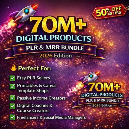 70M+ PLR MRR Digital Products Bundle | Resell Rights, Canva Templates (Instant Download)