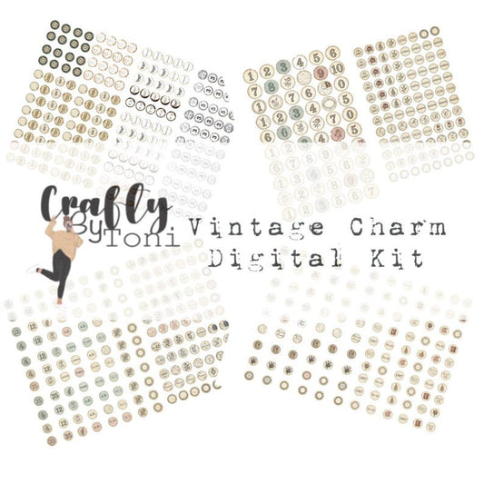 Kit Digital de Ephemera con Encanto Vintage… 4 Páginas Imprimibles… Abalorios, Racimos y Colgantes para Junk Journal… Descarga Instantánea