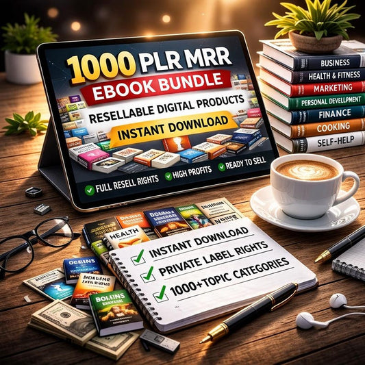Pack de 1000 Ebooks PLR MRR, Produits numériques revendables (Téléchargement instantané)