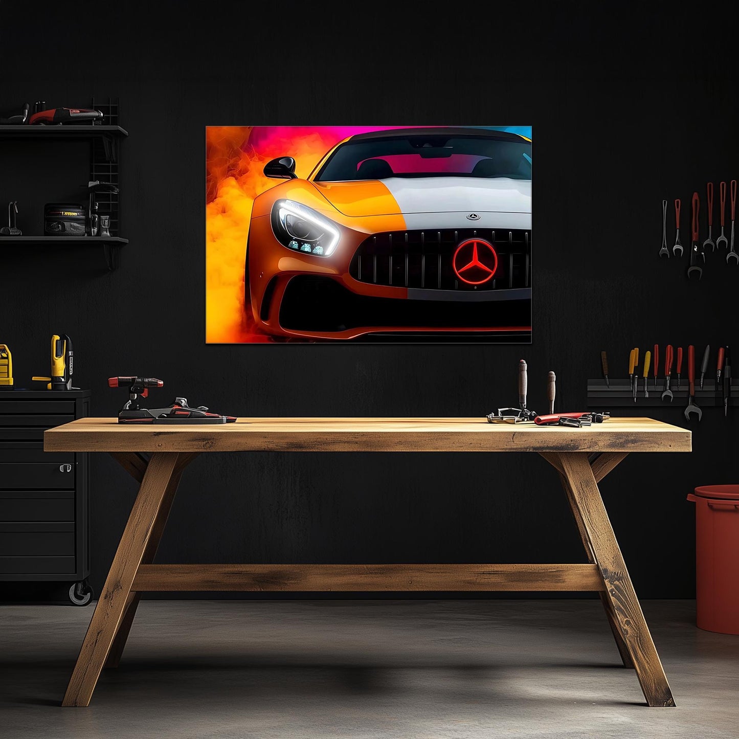 Luxury Sports Car Neon Wall Art - UV Printed LED Plexiglass Sign for Garage, Man Cave & Showroom - Adjustable Light and Free Shipping