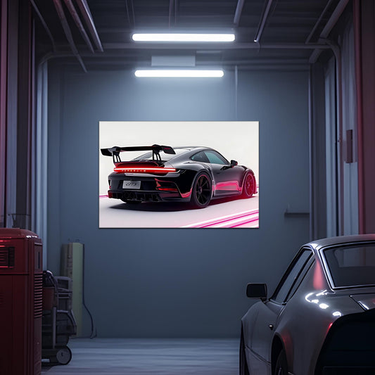 Race Car Neon Wall Art - UV Printed LED Plexiglass Sign for Garage, Man Cave & Track Lovers - Adjustable Light and  Free Shipping
