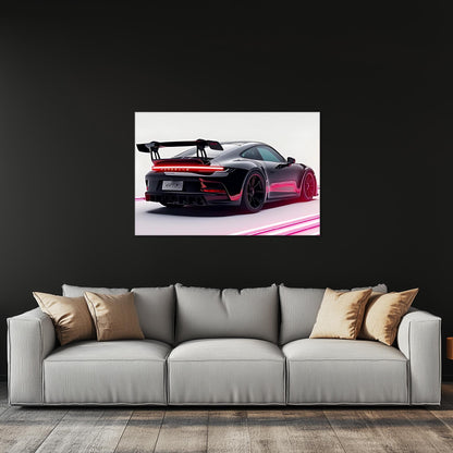 Race Car Neon Wall Art - UV Printed LED Plexiglass Sign for Garage, Man Cave & Track Lovers - Adjustable Light and  Free Shipping