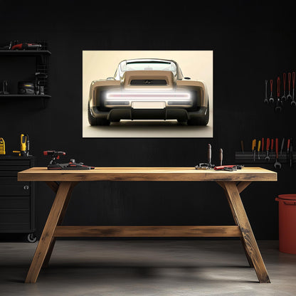 Retro Futuristic Car Neon Wall Art - UV Printed LED Plexiglass Sign for Garage, Man Cave & Showroom - Adjustable Light and Free Shipping