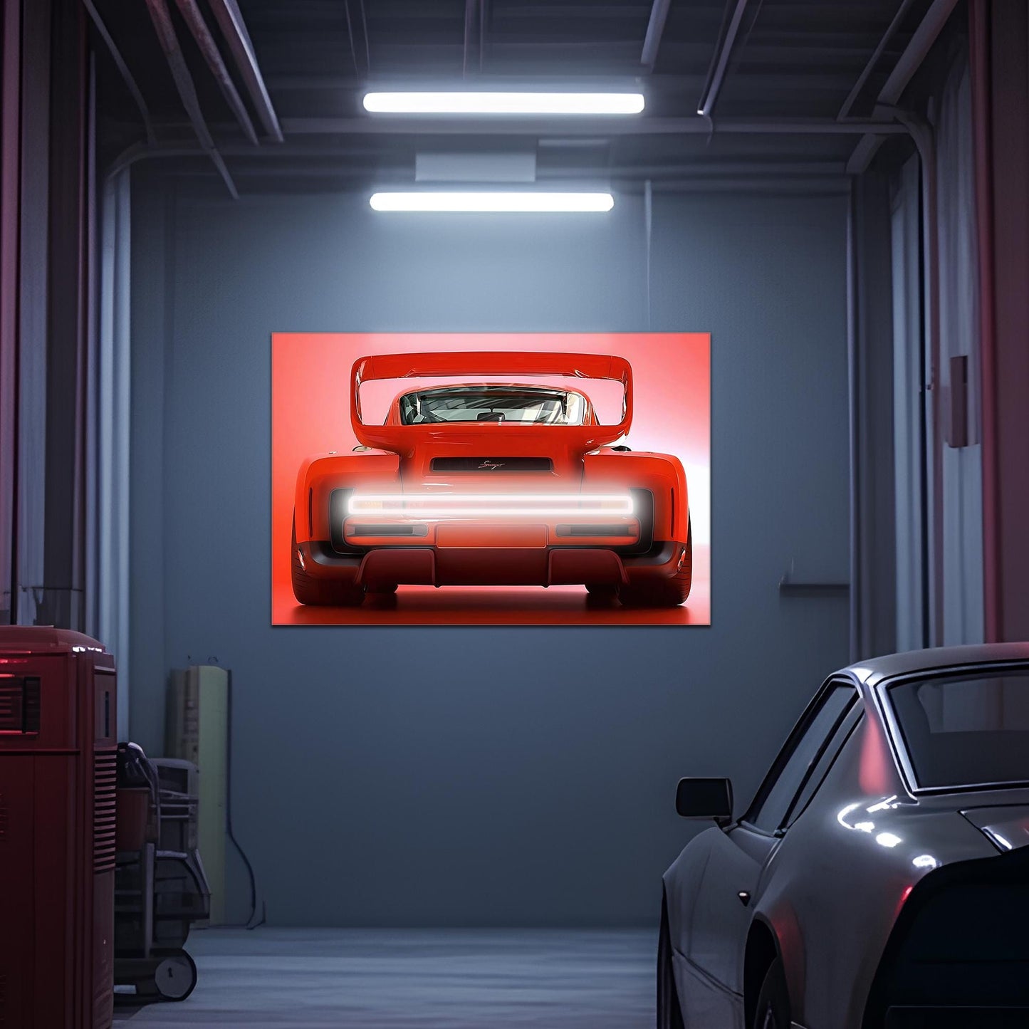 Futuristic Muscle Car Neon Wall Art - UV Printed LED Plexiglass Sign for Garage, Man Cave & Racing Fans - Adjustable Light and Free Shipping