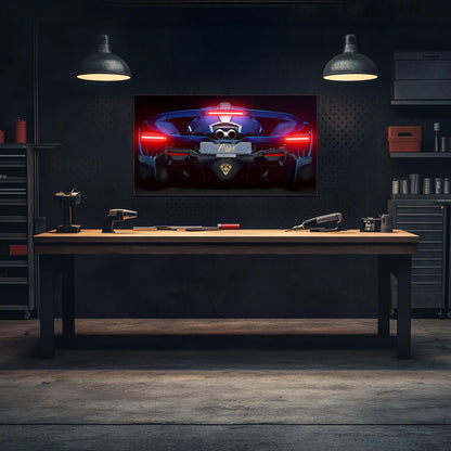 Arte de pared de neón con vista trasera de supercoche – Decoración LED para garaje – Regalo para entusiastas del coche – Letrero de pared para cueva de hombre – Póster de coche de lujo – Envío gratis