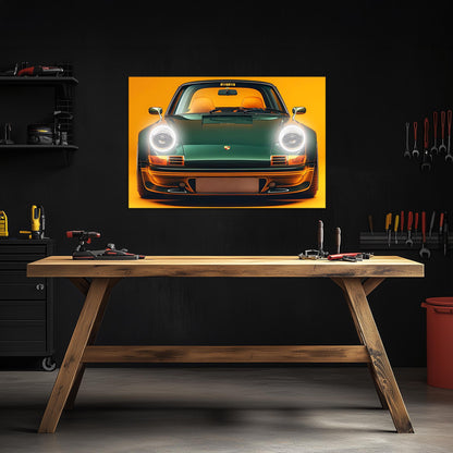 Retro Car Neon Wall Art - UV Printed Plexiglass LED Sign for Garage, Man Cave, Office & Game Room - Adjustable Dimmer Light