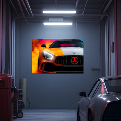 Luxury Sports Car Neon Wall Art - UV Printed LED Plexiglass Sign for Garage, Man Cave & Showroom - Adjustable Light and Free Shipping