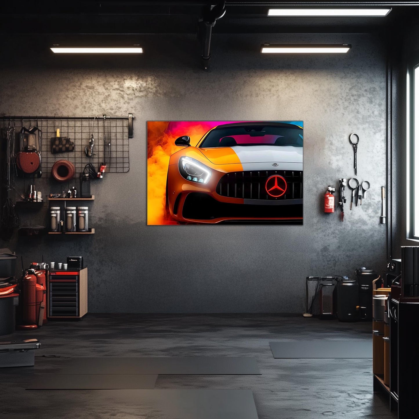 Luxury Sports Car Neon Wall Art - UV Printed LED Plexiglass Sign for Garage, Man Cave & Showroom - Adjustable Light and Free Shipping