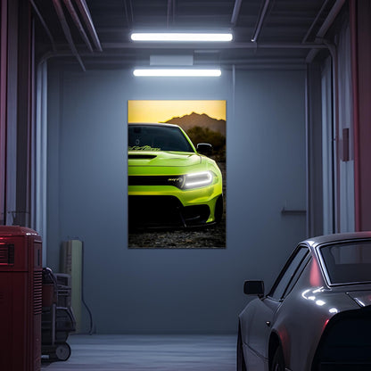 Modern Muscle Car Neon Wall Art - UV Printed LED Plexiglass Sign for Garage, Man Cave & Racing Fans - Adjustable Light and Free Shipping