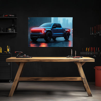 Pickup Truck Neon Wall Art – UV Printed LED Plexiglass Sign for Garage or Workshop Decor | Car Enthusiast Gift | Free Shipping