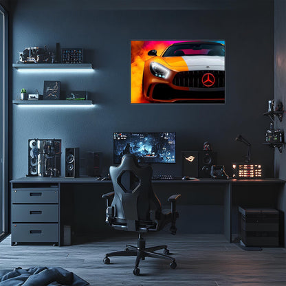 Mercedes AMG Neon Sign: UV Printed LED Wall Art, Car Garage Decor