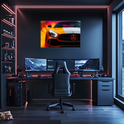 Mercedes AMG Neon Sign: UV Printed LED Wall Art, Car Garage Decor
