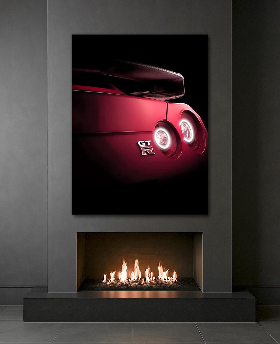LED Sports Car Tail Light Wall Art – UV Print Acrylic, Includes Free Remote