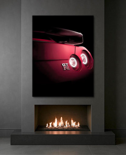 LED Sports Car Tail Light Wall Art – UV Print Acrylic, Includes Free Remote