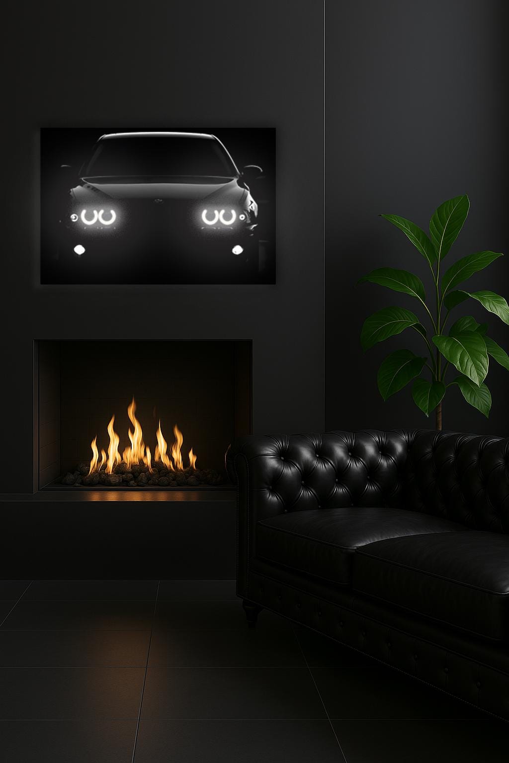 UV‑Printed Plexiglass Classic Sport Car Front Art with LED Halo