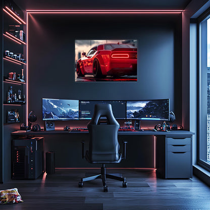 Acrylic UV‑Printed Car Poster with Integrated Neon LED Lighting