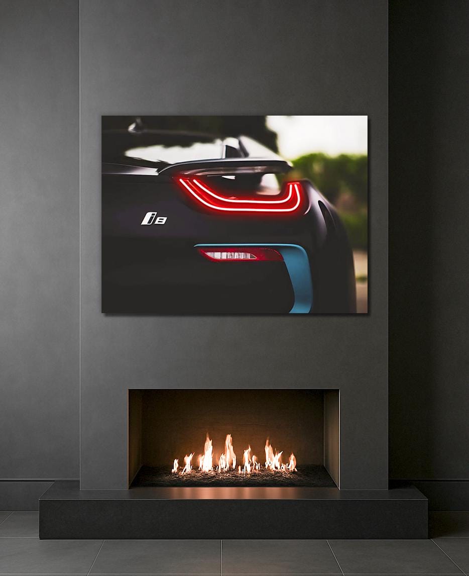 Neon Car LED Wall Art – UV‑Printed Acrylic, Glowing Edges