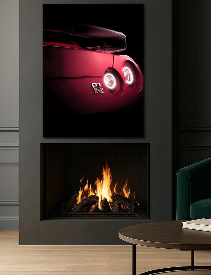 LED Sports Car Tail Light Wall Art – UV Print Acrylic, Includes Free Remote