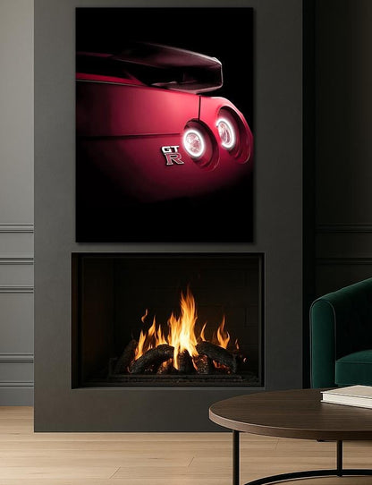 LED Sports Car Tail Light Wall Art – UV Print Acrylic, Includes Free Remote