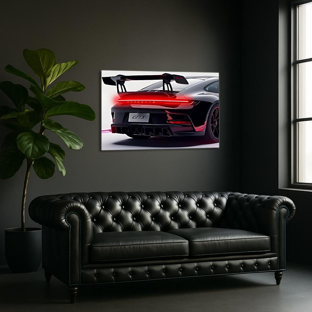 Acrylic UV‑Printed Rear Sport Car LED Art with Remote Control