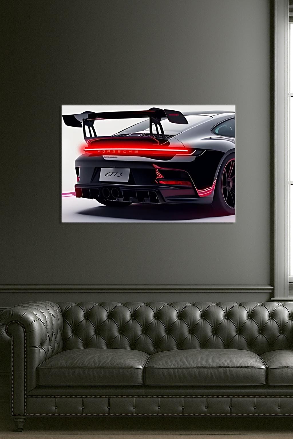 Acrylic UV‑Printed Rear Sport Car LED Art with Remote Control