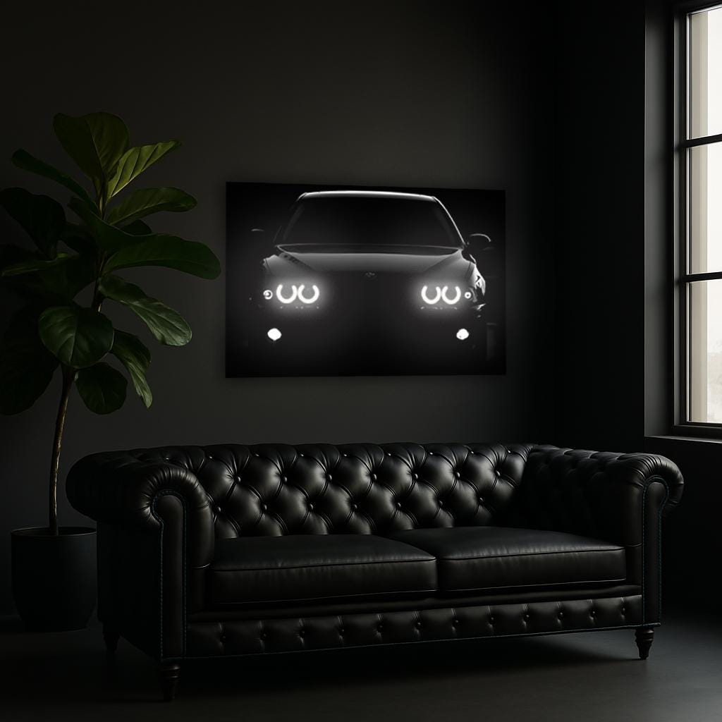 UV‑Printed Plexiglass Classic Sport Car Front Art with LED Halo