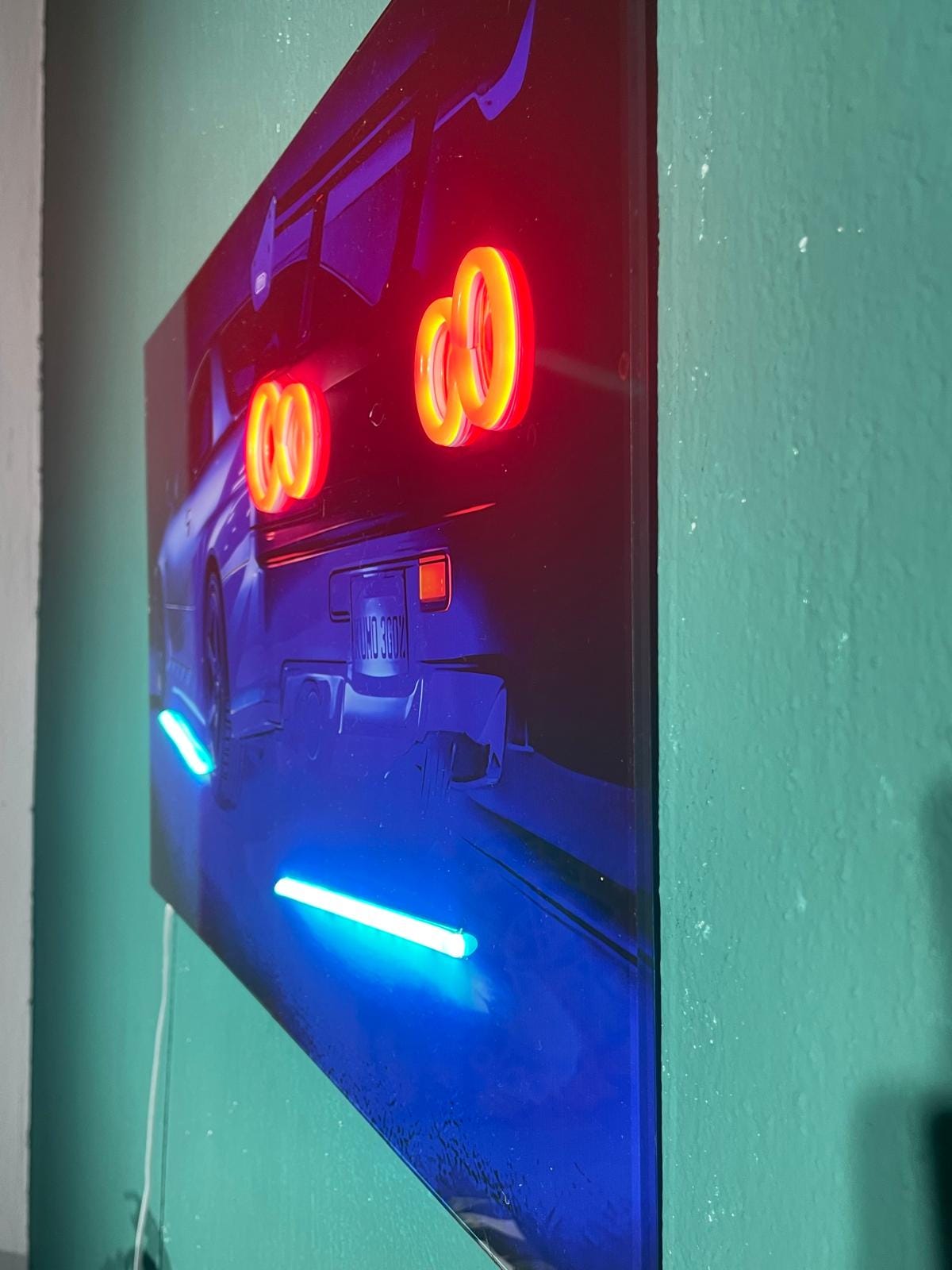 LED Car Plexiglass Sign – UV‑Printed with Blue & Red Glow