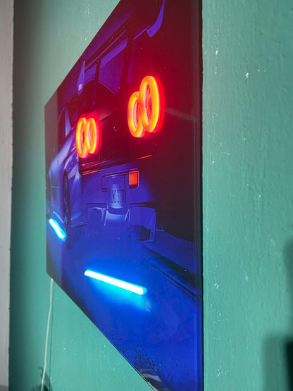 LED Car Plexiglass Sign – UV‑Printed with Blue & Red Glow