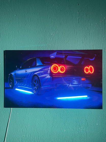LED Car Plexiglass Sign – UV‑Printed with Blue & Red Glow