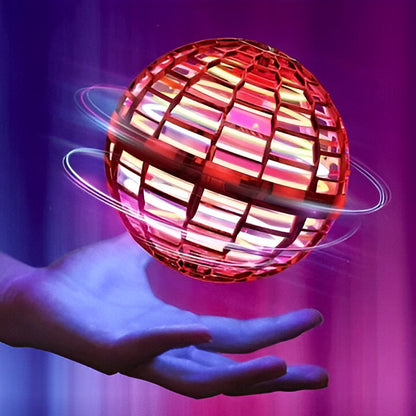 Bola bumerán voladora con forma de orbe, juguete flotante motorizado con LED
