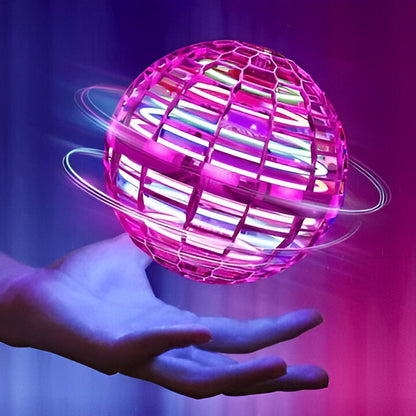 Bola bumerán voladora con forma de orbe, juguete flotante motorizado con LED