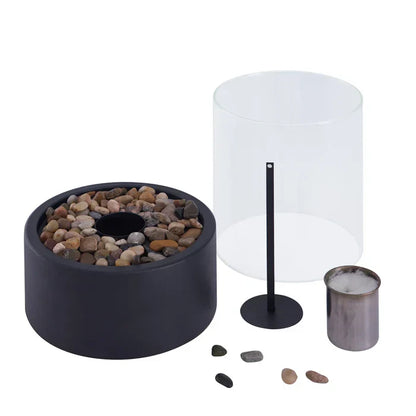 Portable Table Lantern Gas Flame Outdoor Indoor Modern Steel Glass Table Lamp