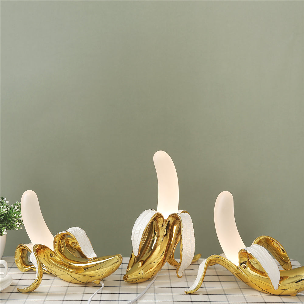 Banana Table Lamp Art Deco Brass Chrome Accent Light