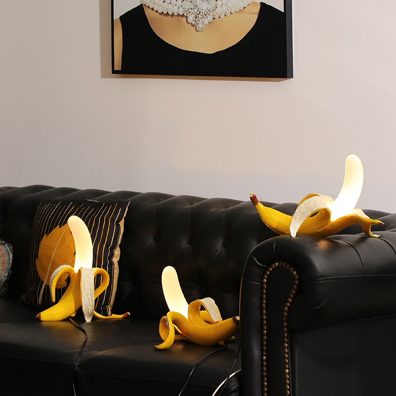 Banana Table Lamp Art Deco Brass Chrome Accent Light