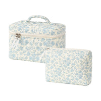Hyfant 2Pcs Cotton Quilted Makeup Bag
