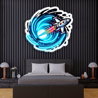 Space Jet UV Printed Neon, Neon Wall Art, Neon Light Sign, UV Print Neon Sign