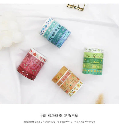 Kawaii Washi Tape Set | 5 Rolls for Scrapbooking and Journaling
