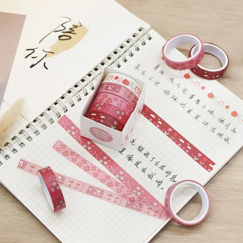 Kawaii Washi Tape Set | 5 Rolls for Scrapbooking and Journaling