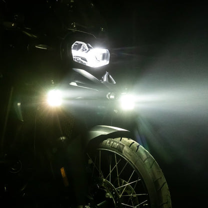 LOBOO L11 Motorcycle Auxiliary Lights – 15000LM High/Low Beam with 3 Warning Modes, IP68 Waterproof, Intelligent Temp Control (Pair)